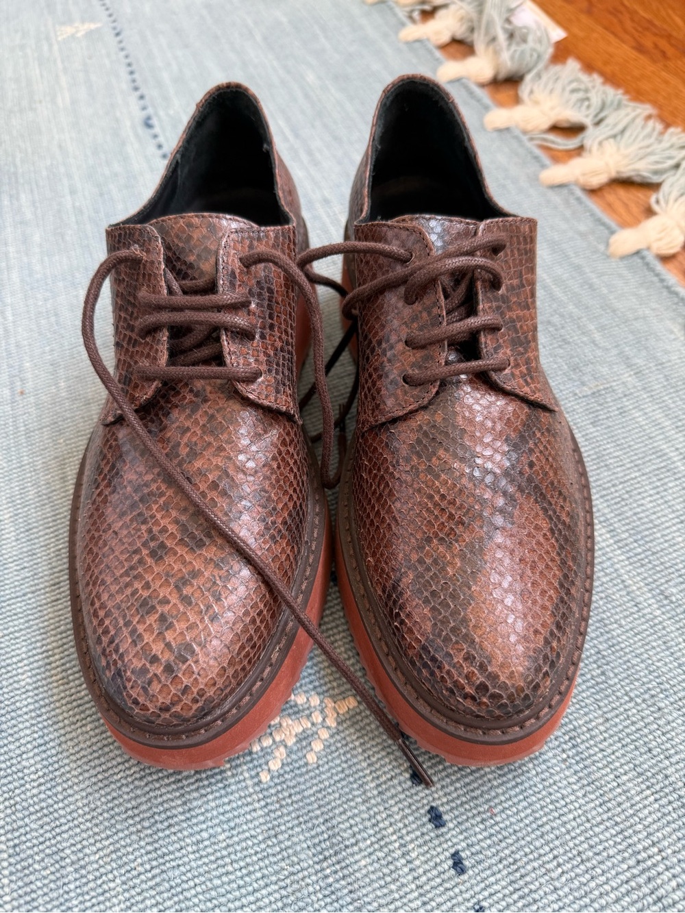 Rachel Comey Snakeskin Platform Oxfords Sz 39
